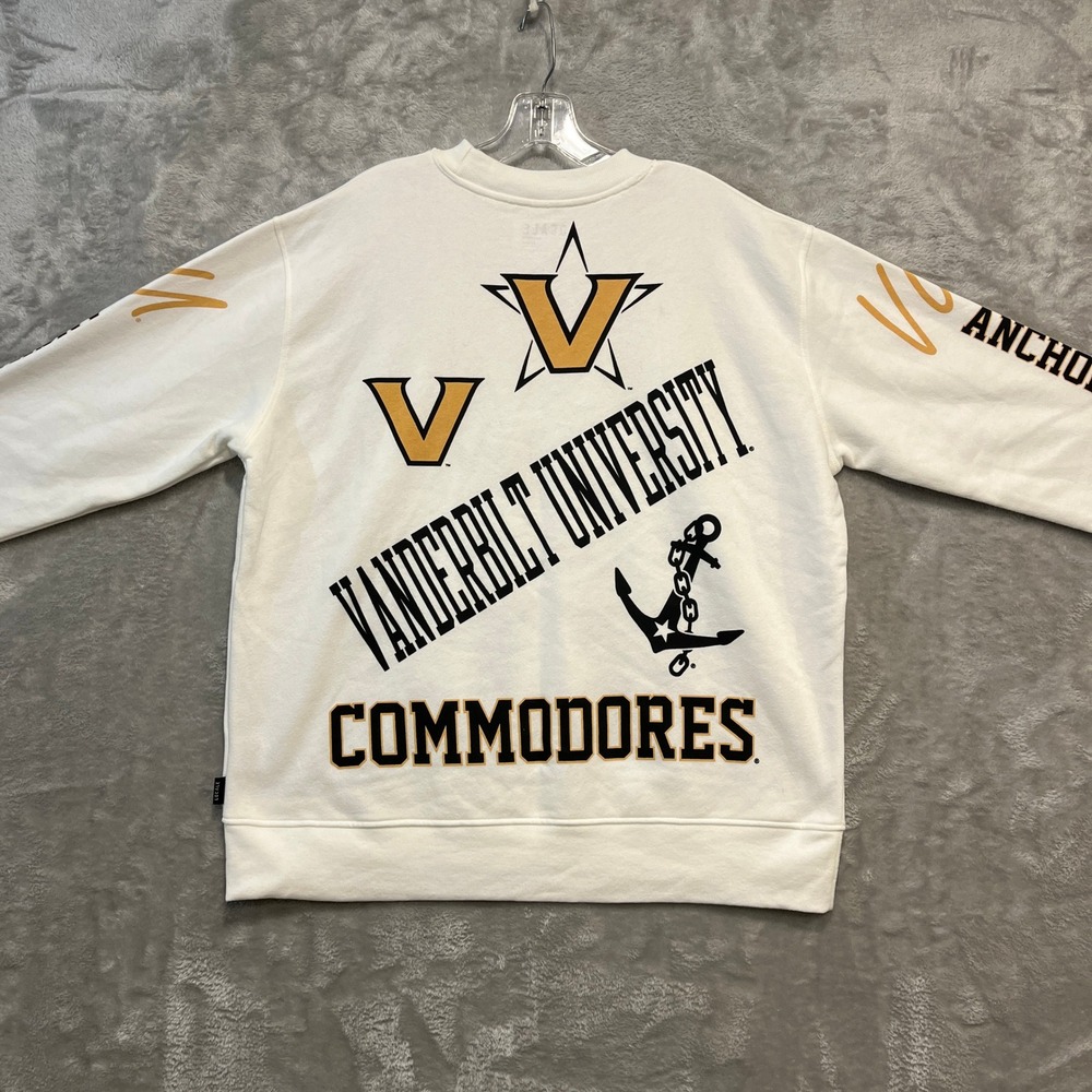 Vanderbilt University Commodores Sweatshirt Mens Medium White Anchor Down Locale - Picture 3 of 8